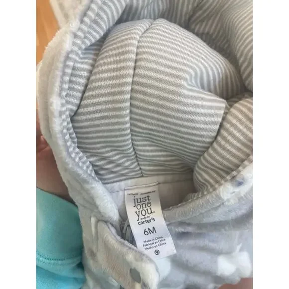 Just One You Carters Polar Bear Footed Fleece Sleep SnowSuit Footie 6 Months - Picture 3 of 4